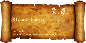 Klausz Gyula névjegykártya