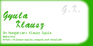 gyula klausz business card